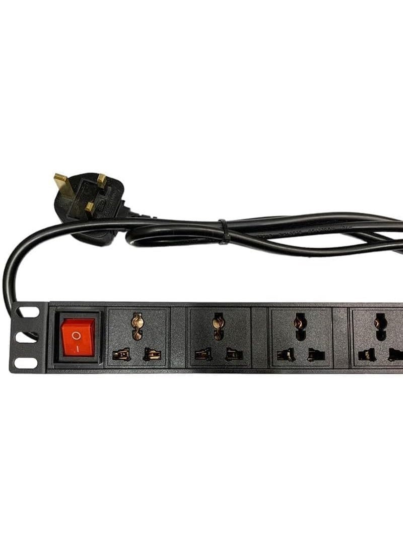 BEST ONE PDU 8 WAY rack-mounted 8-unit 13A UK Plug PDU Power Strip Network Cabinet Rack Socket 2M Extension Cable Standard Outlet Switch Supply Power Distribution Aluminum - Black Color - Image 3